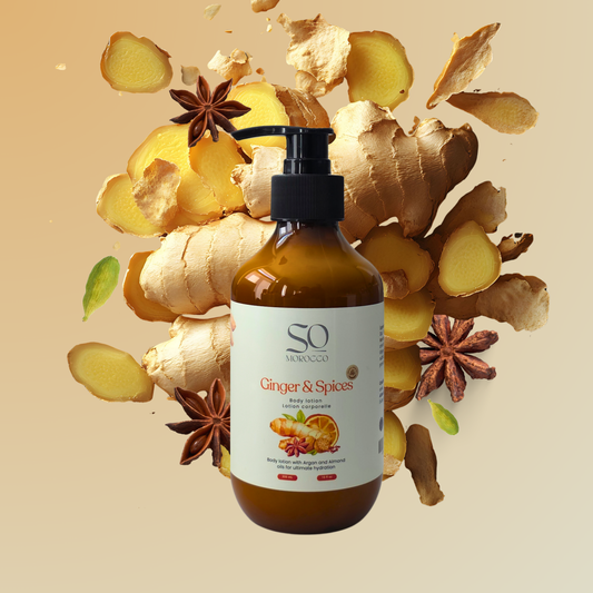 Body lotion with Argan oil and Almond oil for deep skin hydration.