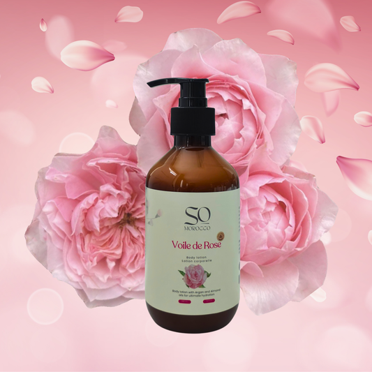 Body lotion with Argan oil and Almond oil for deep skin hydration.