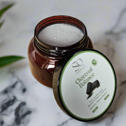 Charcoal Balance face powder mask, formulated to deep cleanse, purify and detoxify skin.