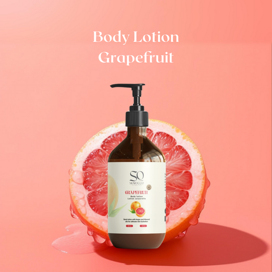Body lotion with Argan oil and Almond oil for deep skin hydration.