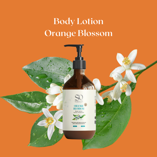 Body lotion with Argan oil and Almond oil for deep skin hydration.