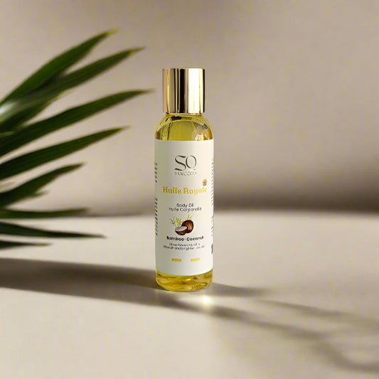 Huile Royale Luxurious Bamboo Coconut body oil with hydrating formula, ideal for dry skin care