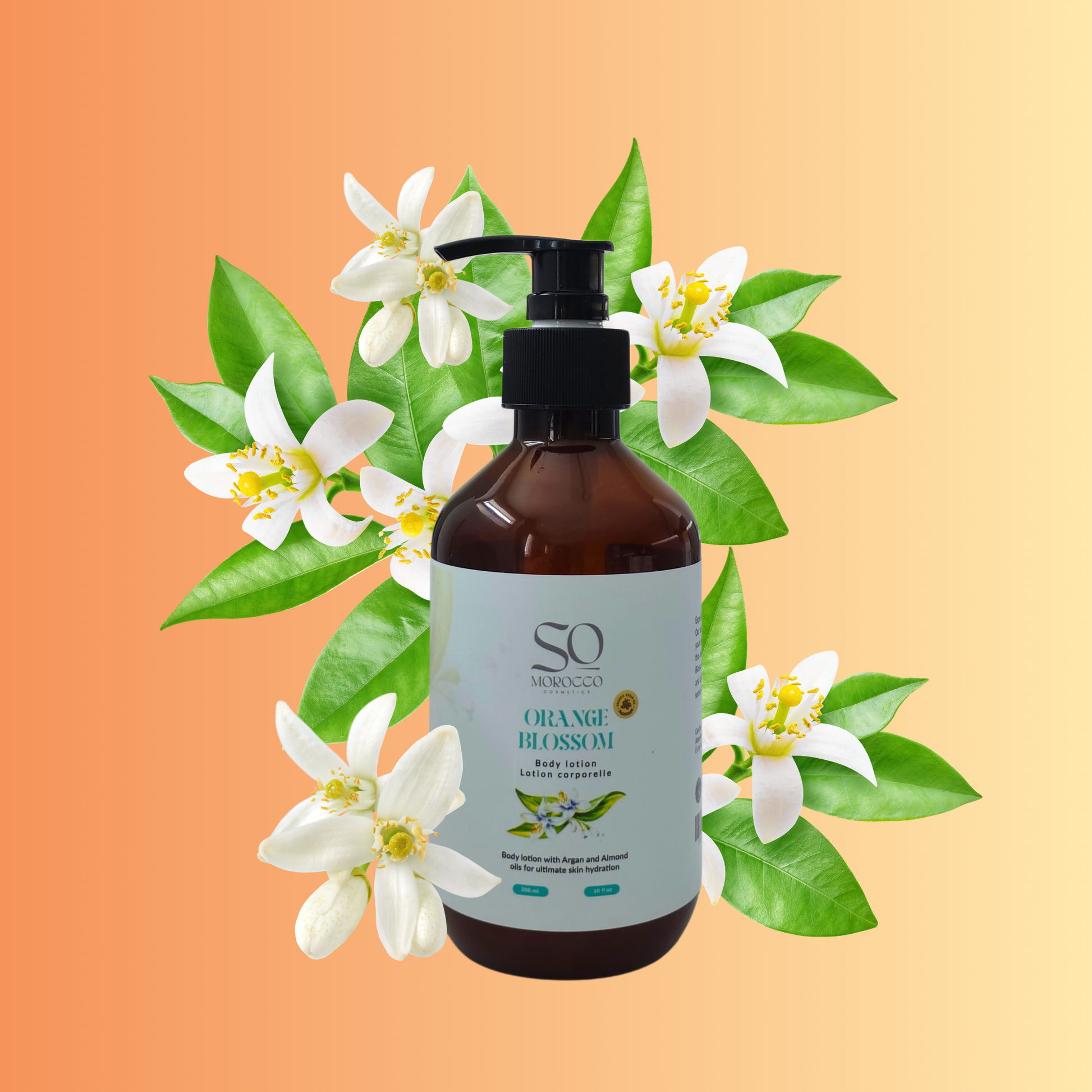 Body lotion with Argan oil and Almond oil for deep skin hydration.