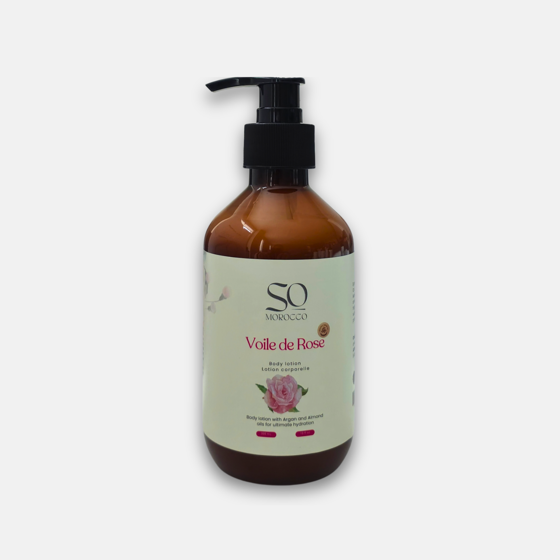 Body lotion with Argan oil and Almond oil for deep skin hydration.