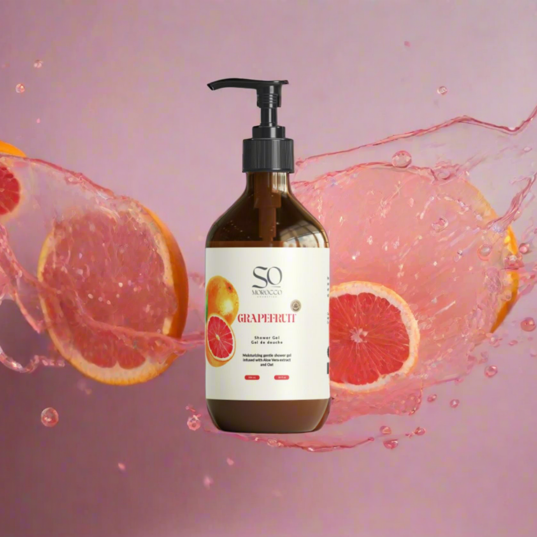 So Morocco shower gel with natural ingredients and natural Grapefruit fragrance for luxurious, hydrating cleanse and enveloping foam.