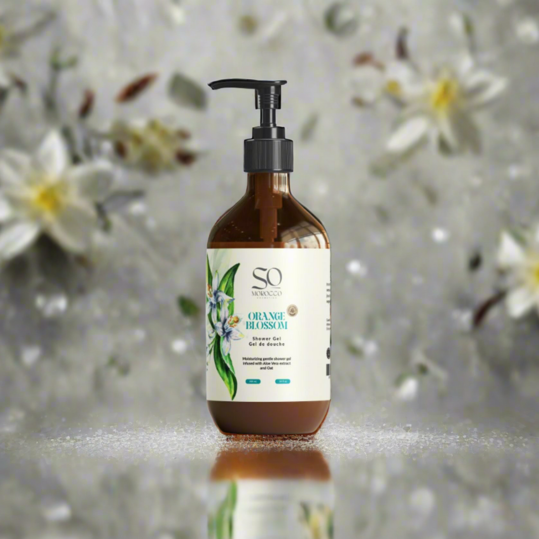 So Morocco shower gel with natural ingredients and unique Orange Blossom fragrance for luxurious, hydrating cleanse and enveloping foam.