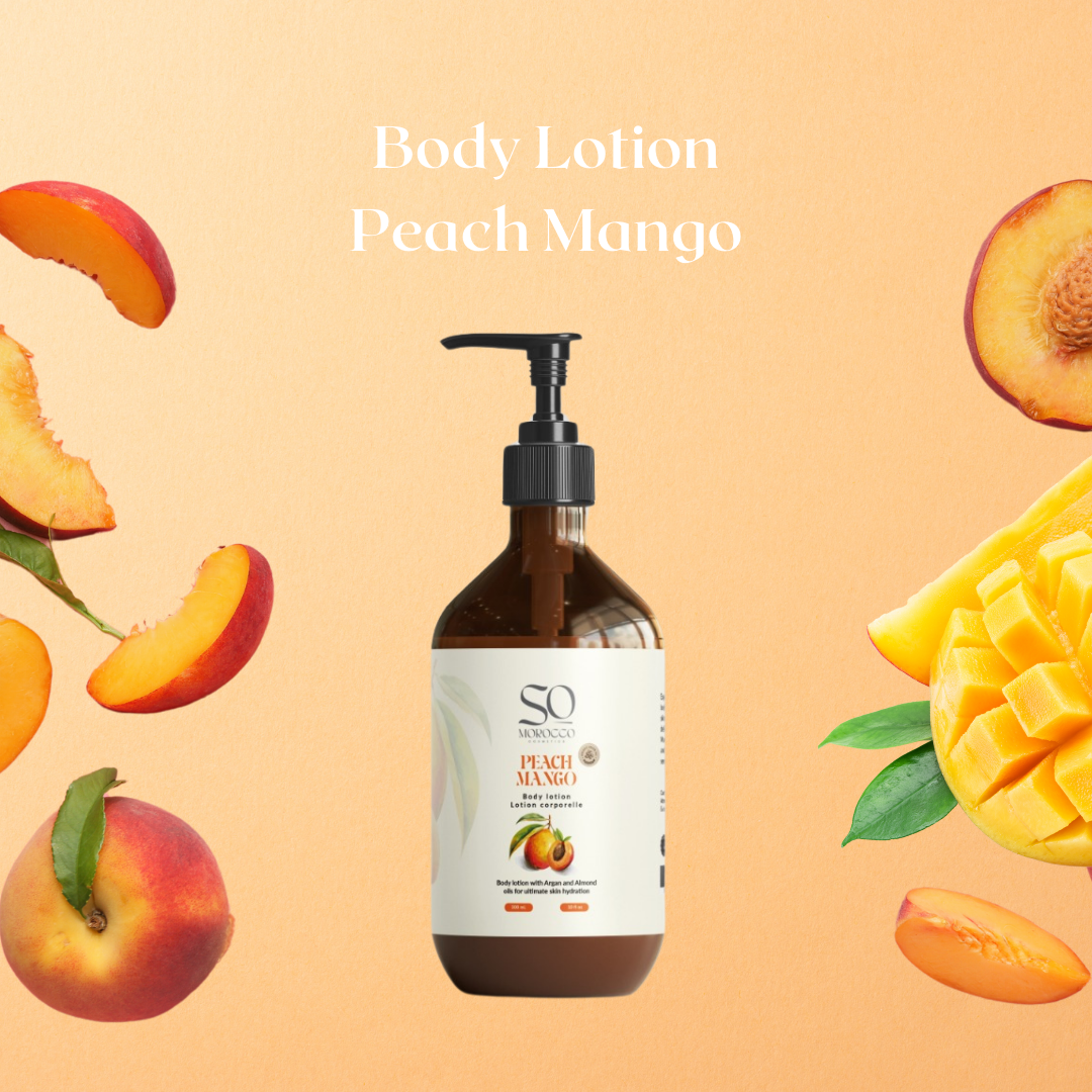 Body lotion with Argan oil and Almond oil for deep skin hydration.