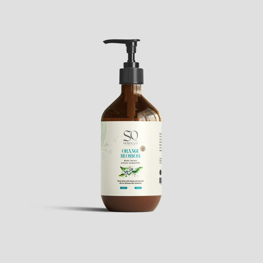 Body lotion with Argan oil and Almond oil for deep skin hydration.